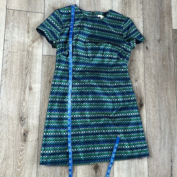 Shoshanna Take Notes Shift Dress Blue Green Patterned 
Short Sleeves - Picture 11 of 11